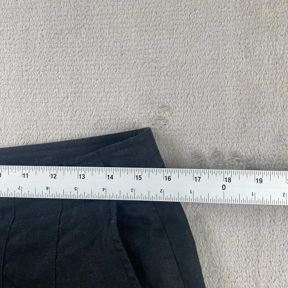 Banana Republic Wide Leg 100% Linen Pants Women Petite 6 Black Pleated‎ Summer